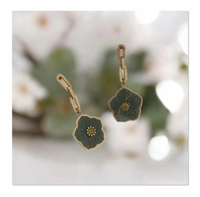 Boucles d'oreilles chaine de fleur
