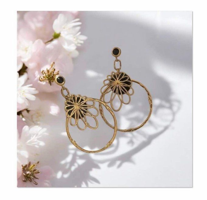 Boucles d'oreilles pétales d'or