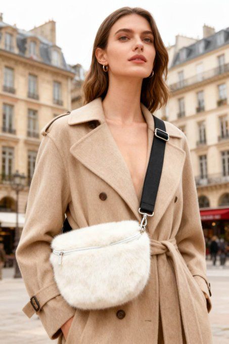 Sac banane bandoulière fausse fourrure