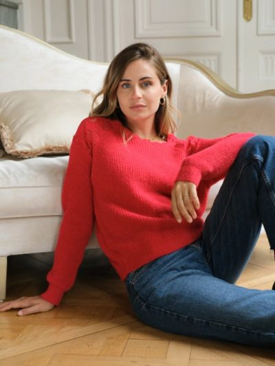 Pull en maille douce rouge