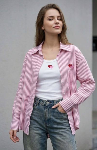 Chemise rose avec débardeur taille unique femme