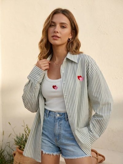 Chemise verte avec débardeur intégré taille unique femme