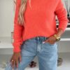 Pull maille fine orange