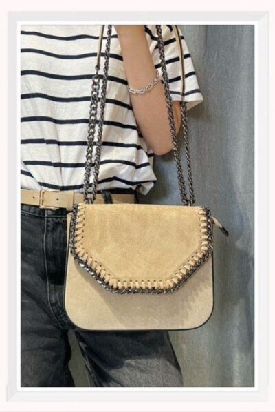Sac bandoulière en daim beige