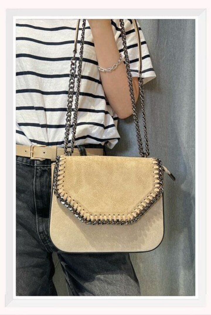 Sac bandoulière en daim beige
