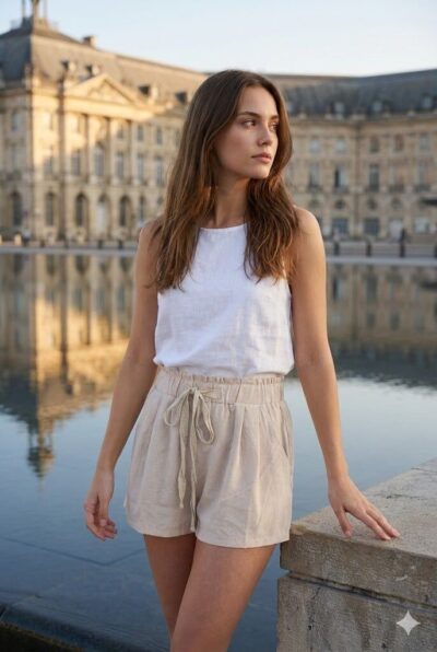 Short en coton beige